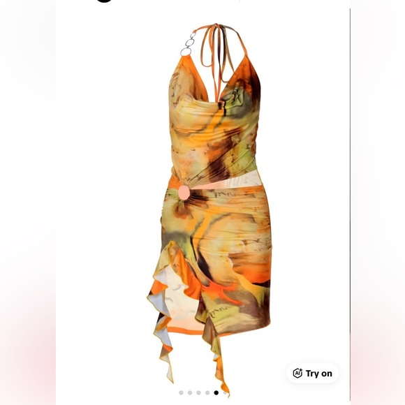 Vibrant Halter Wrap Dress - Picture 2 of 4